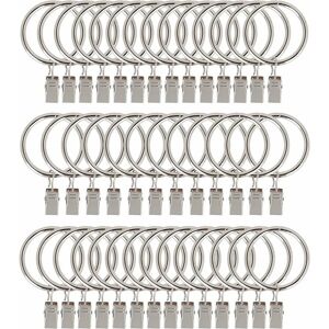 LANGRAY Shower Curtain Hooks Curtain Rings 38mm Curtain Rings with Curtain Clip Rust Protection Metal Hanging Rings for Curtains Sliding Curtains Curtains 40