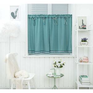 LANGRAY Small Vintage Country Style Short Window Curtain Opaque Disc Curtains Short Curtain Short Curtain Modern Kitchen Curtain Plaid Set of 2 Living Room