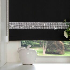 Alan Symonds - Luxury Living Diamante Black Roller Blind 60x165cm Trimmable Polyester Roller Blind - Black