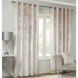 Alan Symonds - Luxury Modern Crushed Velvet Silver Fully Lined Ready Made Eyelet Ring Top Curtains 46x54 - Silver