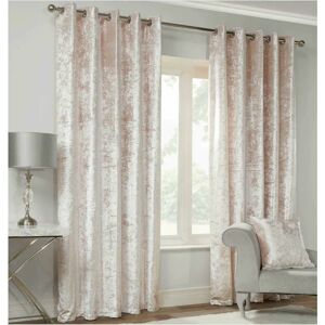 ALAN SYMONDS Luxury Modern Crushed Velvet Silver Fully Lined Ready Made Eyelet Ring Top Curtains 90x90 - Silver