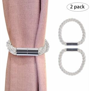 Magnetic Curtain Tieback Curtain Clips Rope Curtain Holder for Decoration, 2 Pcs(White) Denuotop