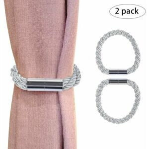 HOOPZI Magnetic Curtain Tieback Curtain Clips Rope Curtain Holder for Decoration, 2 Pieces (Gray)