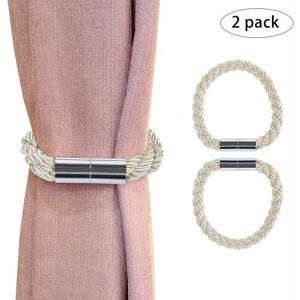 HOOPZI Magnetic Curtain Tieback Curtain Clips Rope Curtain Holder for Decoration, 2 Pieces (Off White)