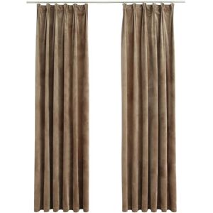 BERKFIELD HOME Mayfair Blackout Curtains 2 pcs with Hooks Velvet Beige 140x245 cm