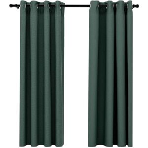 BERKFIELD HOME Mayfair Linen-Look Blackout Curtains with Grommets 2pcs Green 140x175cm