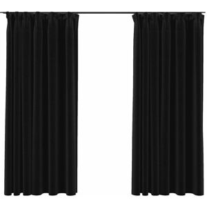 BERKFIELD HOME Mayfair Linen-Look Blackout Curtains with Hooks 2 pcs Anthracite 140x175 cm