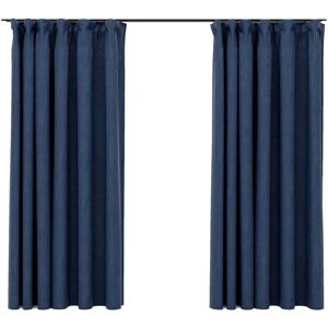 BERKFIELD HOME Mayfair Linen-Look Blackout Curtains with Hooks 2 pcs Blue 140x175 cm