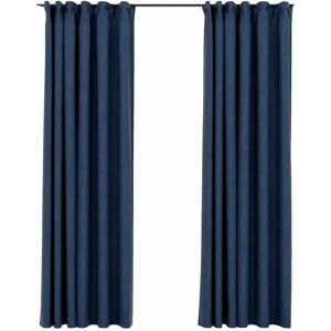 BERKFIELD HOME Mayfair Linen-Look Blackout Curtains with Hooks 2 pcs Blue 140x225 cm