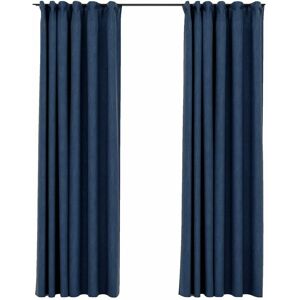 BERKFIELD HOME Mayfair Linen-Look Blackout Curtains with Hooks 2 pcs Blue 140x245 cm
