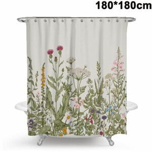 DEWDAT Mildew Proof, Anti-Bacteria Shower Curtains, Washable Bath Curtain Polyester Fabric With 12 Shower Curtain Rings 180cm 180cm