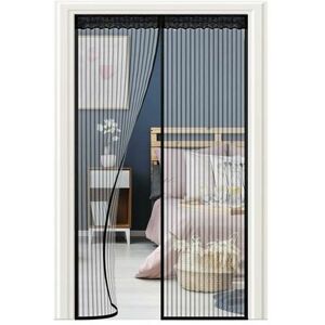 LUNE Moon-Mosquito net for door -90 x 210CM Magnetic Self-closing -for Balcony doors, Living room, Mounting without drilling (Black)