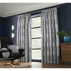 ALAN SYMONDS Omega Taped Pencil Pleat Curtain Pair Fully Lined Curtain Silver 66x90 Jacquard - Silver