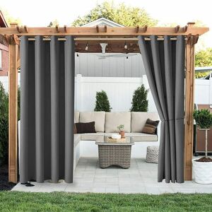 Outdoor Curtain - Blackout Curtains and Drapes Thermal Insulated Anti Wind Heat for Pergola Patio, Terrace, 210 w x h 230 cm h, Brown Denuotop