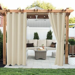 Outdoor Curtain - Blackout Curtains and Drapes Thermal Insulated Anti Wind Heat for Pergola Patio, Terrace, 210 w x h 230 cm h, Brown Denuotop