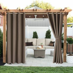 Outdoor Curtain - Blackout Curtains and Drapes Thermal Insulated Anti Wind Heat for Pergola Patio, Terrace, 210 w x h 230 cm h, Brown Denuotop