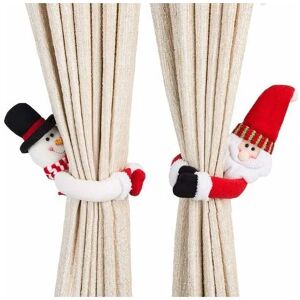 NEIGE Pack of 2 curtain loops with Santa and snowman, creative curtain holder