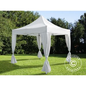 Dancover - Pop up gazebo FleXtents Pop up canopy Folding tent Steel 4x4 m White, incl. 4 decorative curtains - White