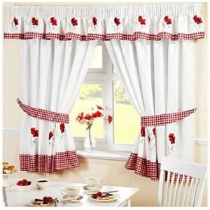 ALAN SYMONDS Poppies Kitchen Curtains 46 x 42 Pair Ready Made - Multicoloured