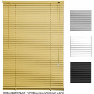 Asab - Venetian Window Blind Easy Fit Home Office Wood Effect 130cm x 105cm oak