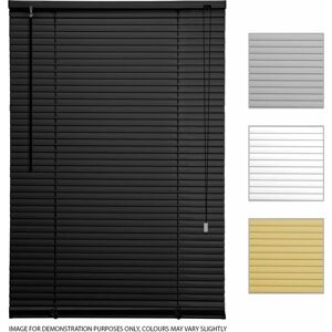 Asab - Venetian Window Blind Easy Fit Home Office Wood Effect 130cm x 150cm black