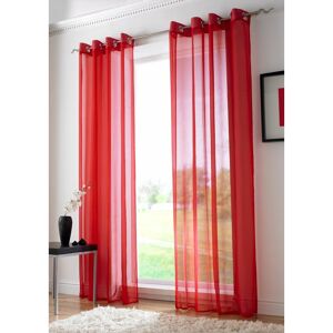 ALAN SYMONDS Red Eyelet Ring Top Voile Curtain Panel 108 Drop - Red