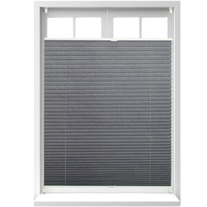 Pleated Blinds, No-Drilling, Adhesive Klemmfix, Folding Roller, Transparent, Shades, Grey, 90 x 130 cm - Relaxdays