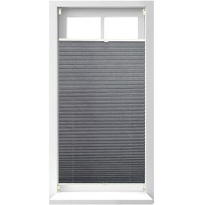 Relaxdays Pleated Blinds, No-Drilling, Adhesive Klemmfix, Folding Roller, Transparent, Shades, Grey, 90 x 210 cm