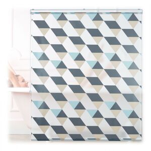 Shower Roller Blind, Geometric Pattern, Flexible Mounting, for Bath and Window, HxW: 140x240 cm, Colourful - Relaxdays