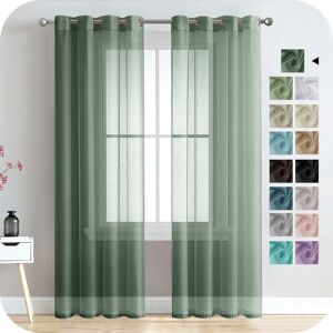 RHAFAYRE 2 Piece White Sheer Voile Curtain 140x225cm with Semi-Sheer Eyelet in Linen Effect Modern Living Room Window Home Decorations Bedroom