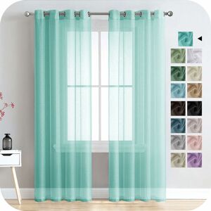 RHAFAYRE 2 Piece White Sheer Voile Curtain 140x225 cm with Semi-Sheer Eyelet in Linen Effect Modern Living Room Window Home Decorations Bedroom Kitchen