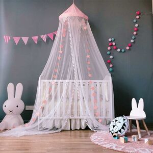 Rhafayre - Mosquito Net, Bed Canopy Mosquito Net Curtain for Baby Child with Glowing Stars Bed Canopy Netting, Princess Bed Tent Decoration -Pink