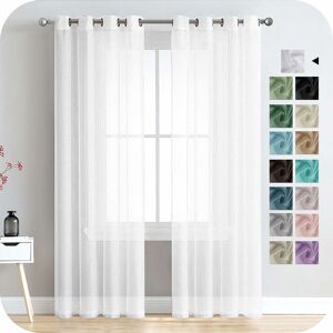 RHAFAYRE Voile Curtain 150x250cm Semi-Sheer Eyelet Curtains Modern Living Room Window Home Decorations Bedroom Kitchen Balcony Bay Window Lightweight,White 2