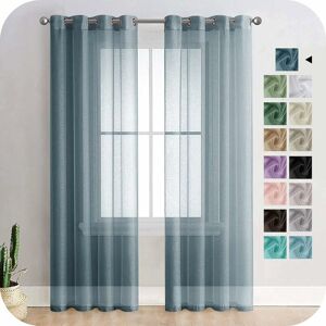 RHAFAYRE Voile Curtain 150x250cm Semi-Sheer Eyelet Curtain Modern Living Room Window Home Decorations Bedroom Kitchen Balcony Bay Window Lightweight,Navy Blue