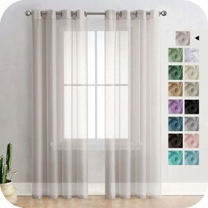 RHAFAYRE Sheer Voile Curtain 150x250cm Semi-Sheer Eyelet Curtains Modern Living Room Window Home Decorations Bedroom Kitchen Balcony Bay Window