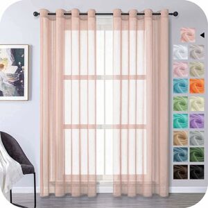 RHAFAYRE Voile Curtain 150x250cm Semi-Sheer Eyelet Curtains Modern Living Room Window Home Decorations Bedroom Kitchen Balcony Bay Window Lightweight, Coral 2