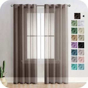 RHAFAYRE Sheer Voile Curtain 150x250cm Semi-Sheer Eyelet Curtains Modern Living Room Window Home Decorations Bedroom Kitchen Balcony Bay Window Lightweight,