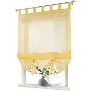 HOOPZI Roman Blind with Loop Curtains Kitchen Roman Shades Sheer Blind Loop Curtains Modern Voile Yellow WxH 60x155cm 1pc