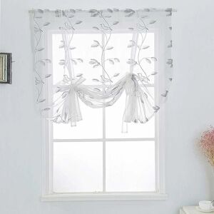 TINOR Roman Shades Voile Sheer Fabric Short Curtain for Small Window Bedroom Living Room Kitchen 60X120cm (White)