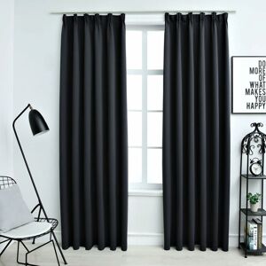 BERKFIELD HOME Royalton Blackout Curtains with Hooks 2 pcs Black 140x175 cm