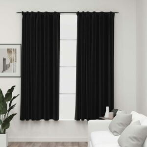 BERKFIELD HOME Royalton Linen-Look Blackout Curtains with Hooks 2 pcs Anthracite 140x175 cm