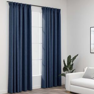 BERKFIELD HOME Royalton Linen-Look Blackout Curtains with Hooks 2 pcs Blue 140x245 cm