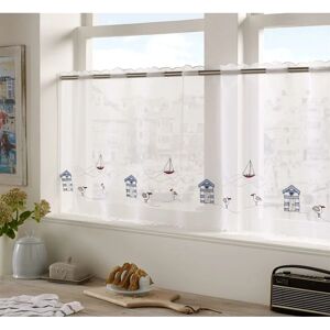 Alan Symonds - Seaside 24 Café Panel Kitchen Window Curtain Embroidered Voile - Red