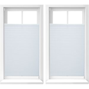 Set of 2 Relaxdays Pleated Blinds, No-Drilling, Adhesive Klemmfix, Folding, Transparent, Shades, White, 100x130 cm