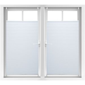 Set of 2 Relaxdays Pleated Blinds, No-Drilling, Adhesive Klemmfix, Folding, Transparent, Shades, White, 90 x 210 cm