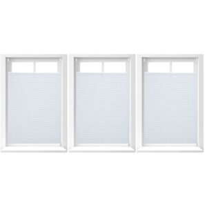 Set of 3 Relaxdays Pleated Blinds, No-Drilling, Adhesive Klemmfix, Folding, Transparent, Shades, White, 80x130 cm