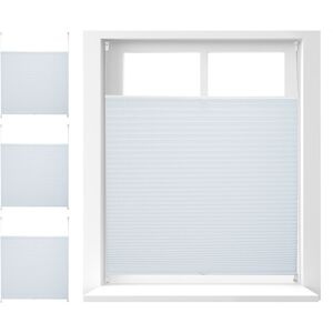 Set of 4 Relaxdays Pleated Blinds, No-Drilling, Adhesive Klemmfix, Folding, Transparent, Shades, White, 100x130 cm