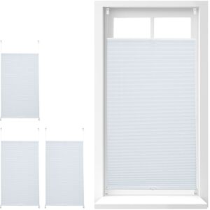 Set of 4 Relaxdays Pleated Blinds, No-Drilling, Adhesive Klemmfix, Folding, Transparent, Shades, White, 60x130 cm