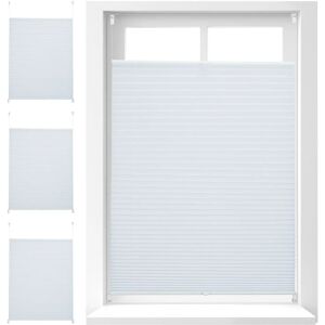 Set of 4 Relaxdays Pleated Blinds, No-Drilling, Adhesive Klemmfix, Folding, Transparent, Shades, White, 80x130 cm