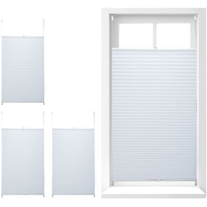 Set of 4 Relaxdays Pleated Blinds, No-Drilling, Adhesive Klemmfix, Folding, Transparent, Shades, White, 90 x 210 cm